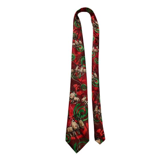 J Garcia Dracula Claus Collection Sixty Christmas Reindeer Novelty Necktie - Picture 2 of 7